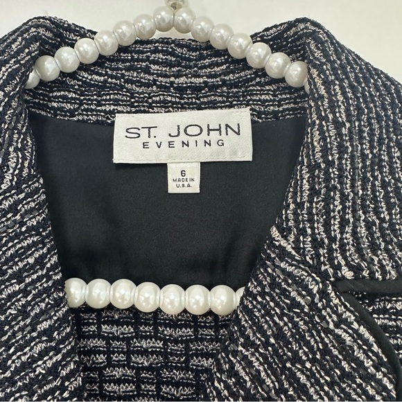 St. John Evening Metallic Knit Button Front Jacket in Black - Picture 10 of 10